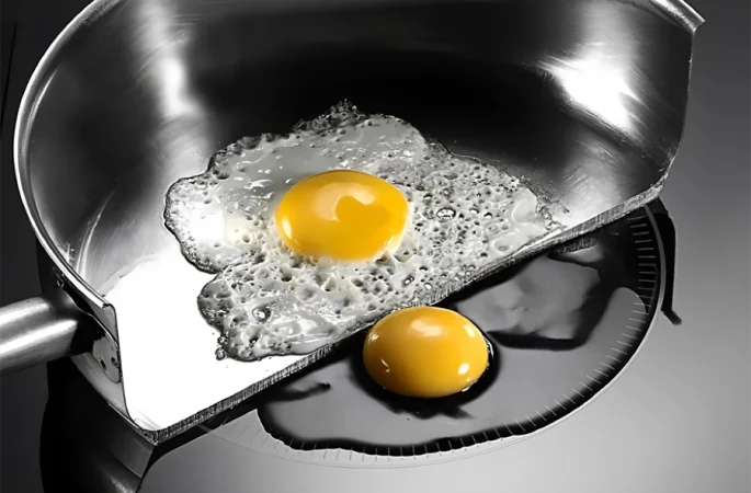 Glass-ceramic surface of an induction cooker showing cool-to-touch and easy-to-clean design